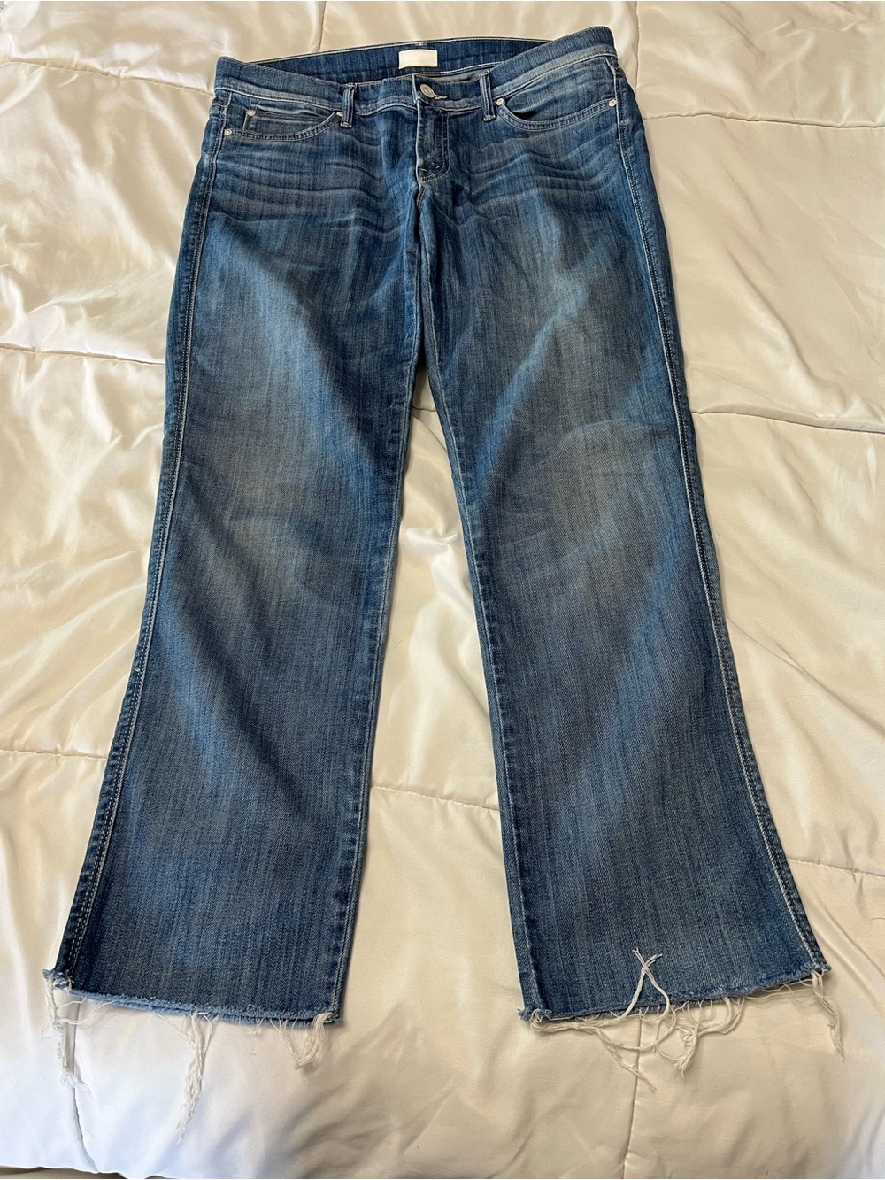 MOTHER The Rascal Cuff Jeans Size 30 Adios To My Old Life Mid Rise Raw Hem